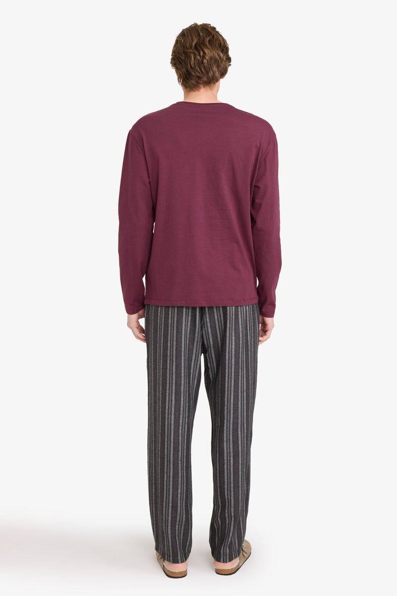 DeFacto Red Man Regular Fit Striped 2 Piece Pajama Set Casual - Image 5